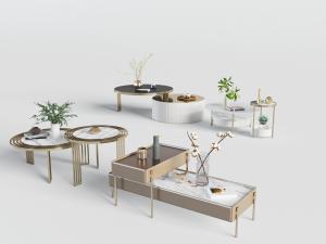 新中式现代轻奢茶几组合3d模型 新中式现代轻奢茶几组合