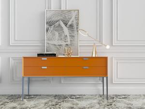 现代北欧橙黄色高脚装饰柜