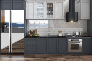 美式北欧整体橱柜、高柜和吊柜组合