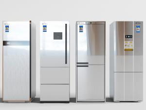 长方形的银色不锈钢上下双开门、三开门冰箱