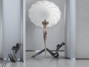 三个不同造型的人物雕塑雕像饰品摆件