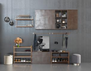 现代北欧玄关鞋柜收纳3d模型 现代北欧玄关鞋柜收纳