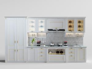 现代、简欧白色整体橱柜、高柜和吊柜组合