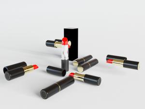 黑色不同造型的口红化妆品