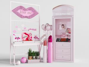 粉色超市化妆品口红装饰展柜