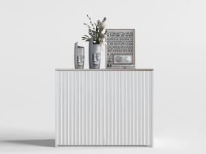 现代白色装饰柜、人脸花瓶饰品摆件组合