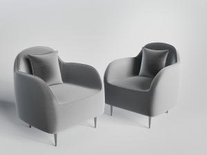 现代流线型灰色单人沙发3d模型 现代流线型灰色单人沙发