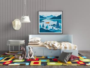 北欧带收纳的儿童床、沙发床