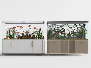 带有收纳柜的玻璃水族金鱼缸