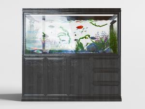 欧式黑色带实木收纳柜水族鱼缸