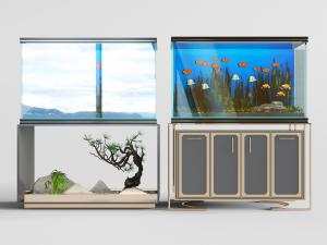 新中式带有收纳柜的水族鱼缸