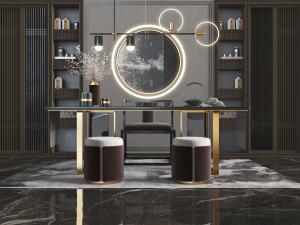 新中式茶桌椅组合、坐墩