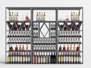 现代黑色金属开放式红酒架3d模型 现代黑色金属开放式红酒架