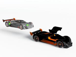 灰色和红色玩具跑车