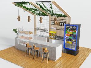 现代咖啡馆吧台、饮料和点心