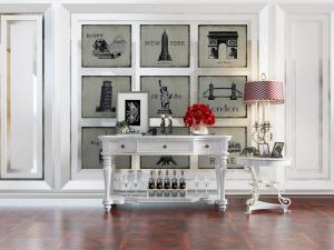 欧式美式白色边柜、装饰柜和茶几