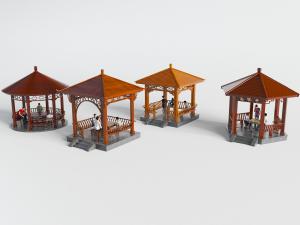 中式公园亭阁楼台