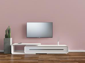 现代北欧白色电视柜、电视机