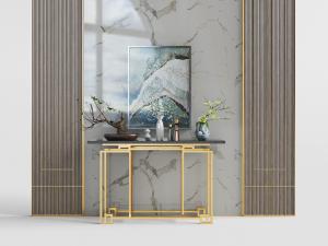 新中式玄关端景台、盆景饰品3d模型 新中式玄关端景台、盆景饰品
