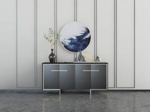 新中式装饰金色金属条的装饰柜、端景台