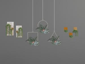 北欧现代清新墙面、吊篮盆栽植物