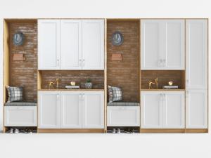 现代带有换鞋凳的玄关柜、装饰柜3d模型 现代带有换鞋凳的玄关柜、装饰柜