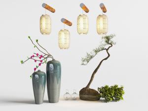 中式陶瓷花瓶、盆景盆栽