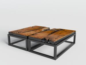 现代黑色框架原始实木长方形茶几3d模型 现代黑色框架原始实木长方形茶几