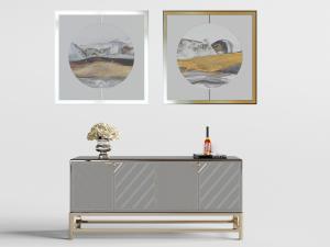 新中式轻奢灰色装饰金属条的玄关柜、装饰柜3d模型 新中式轻奢灰色装饰金属条的玄关柜、装饰柜