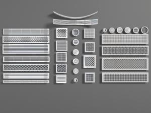 不锈钢银灰色长方形、方形空调出风口3d模型 不锈钢银灰色长方形、方形空调出风口