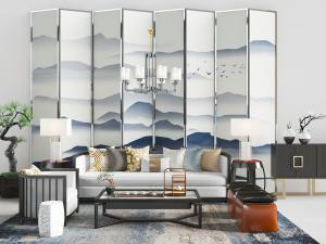 新中式、中式多人沙发、坐凳和边柜