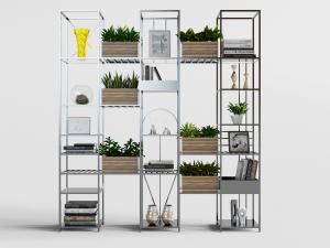 现代不锈钢带盆景盆栽的装饰架