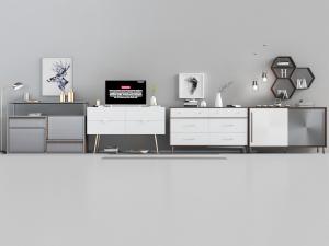 北欧灰色、白色边柜和装饰柜3d模型 北欧灰色、白色边柜和装饰柜