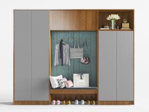 现代带卡座的鞋柜