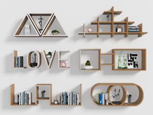 现代北欧实木几何造型收纳架