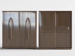 美式胡桃木实木双开门衣柜