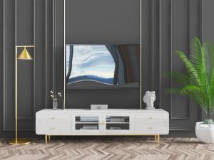 现代白色金属脚电视柜落地灯