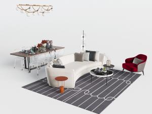 现代沙发组合、餐桌椅