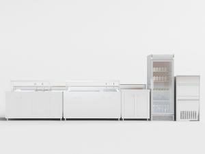 不锈钢带水龙头柜子、冰柜、操作台