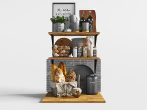 厨房置物架、面包、鸡蛋