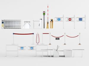 伸缩门、红绿灯、升降杆、隔离带、闸机等