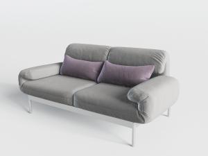 紫色靠垫、双人沙发3d模型 紫色靠垫、双人沙发
