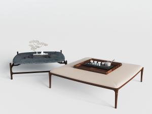 新中式石材台面、软包硬包台面茶几3d模型 新中式石材台面、软包硬包台面茶几