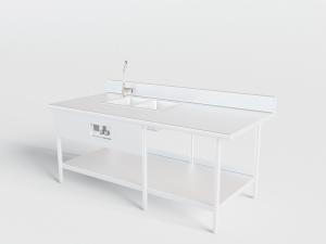 不锈钢厨房操作台、洗菜盆、储物架