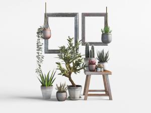 老式短木凳、吊篮、做旧装饰画框