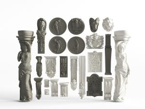 欧式罗马人物雕塑柱子、柱头和狮子雕塑构件