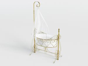 欧式金色雕花带蚊帐的婴儿摇篮