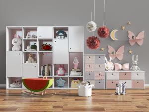 北欧儿童收纳柜、木质卡通马