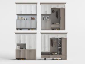 新中式实木柜门的玄关柜、鞋柜3d模型 新中式实木柜门的玄关柜、鞋柜