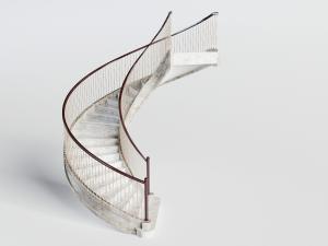 现代螺旋形金属扶手的楼梯3d模型 现代螺旋形金属扶手的楼梯